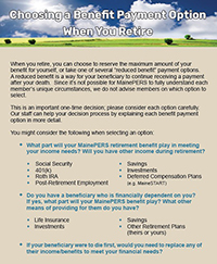Choosing a Benefit Payment Option When You Retire