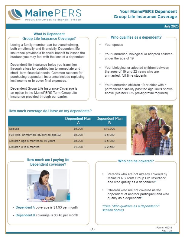 Dependent Life Insurance Coverage Fact Sheet